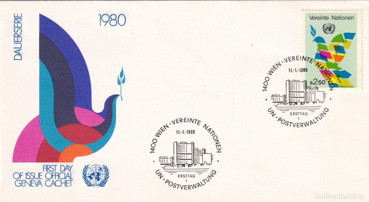 Sellos: FDC Naciones Unidas Viena 1980 - Paz / Dauerserie - First day of issue official Geneva cachet