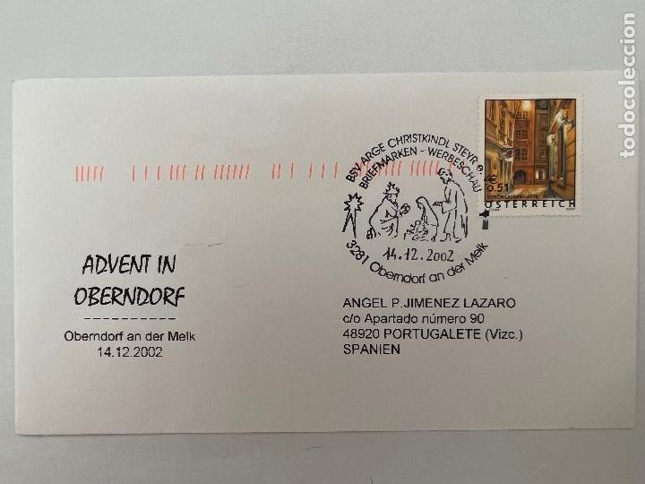 Selos: SOBRE CON SELLO Y MATASELLOS. ADVENT IN OBERNDORF. OBENDORF AN DER MELK. 2002