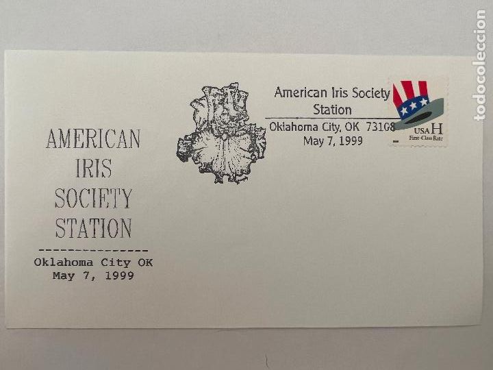 Selos: SOBRE CON SELLO Y MATASELLOS. AMERICAN IRIS SOCIETY STATION. OKLAHOMA 1999