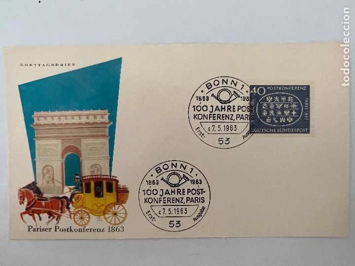 Briefmarken: SOBRE SELLO Y MATASELLOS. BONN 1. 100 JAHRE POSTKONFERENZ, PARIS. 1963