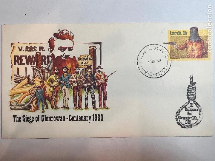 Briefmarken: SOBRE SELLO Y MATASELLOS. THE SIEGE OF GLENROWAN - CENTENARY 1980. LAW COURTS - VIC- AUST