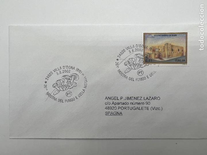 Briefmarken: SOBRE CON SELLO Y MATASELLOS. 26 MOSTRA DEL FUNGO E DELLA NATURA. VILLA D'OGNA 2002