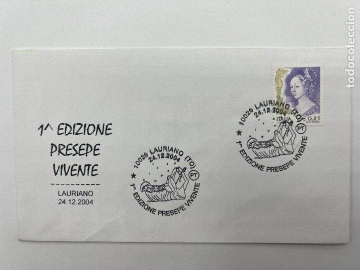 Briefmarken: SOBRE CON SELLO Y MATASELLOS. 1 EDIZIONE PRESEPE VIVENTE. LAURIANO 2004