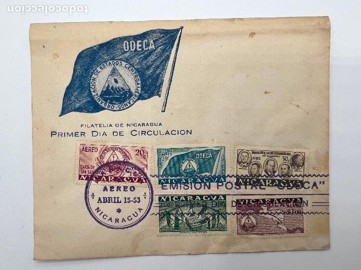 Stamps: SOBRE PRIMER DIA AEREO. SELLO Y MATASELLOS. ORGANIZACION DE ESTADOS CENTROAMERICANOS. 53
