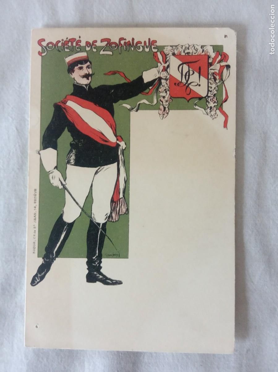 Stamps: 1909. CARTA POSTAL SUIZA.SOCIETE DE ZOFINGUE.NUEVA.