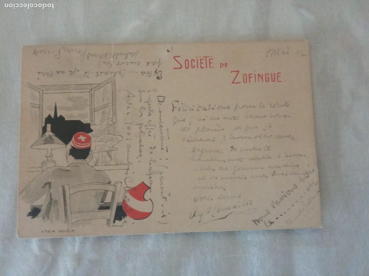 Sellos: 1906. CARTA POSTAL SUIZA.SOCIETE DE ZOFINGUE.