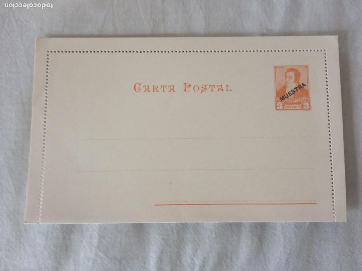 Selos: ARGENTINA. Carta postal - 3 centavos (MUESTRA) .NUEVA.