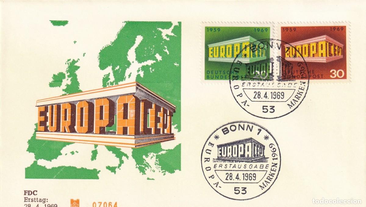 Sellos: FDC Alemania 1969 - Emisi&oacute;n Europa &middot; Edificio / Europa CEPT - Foto 1