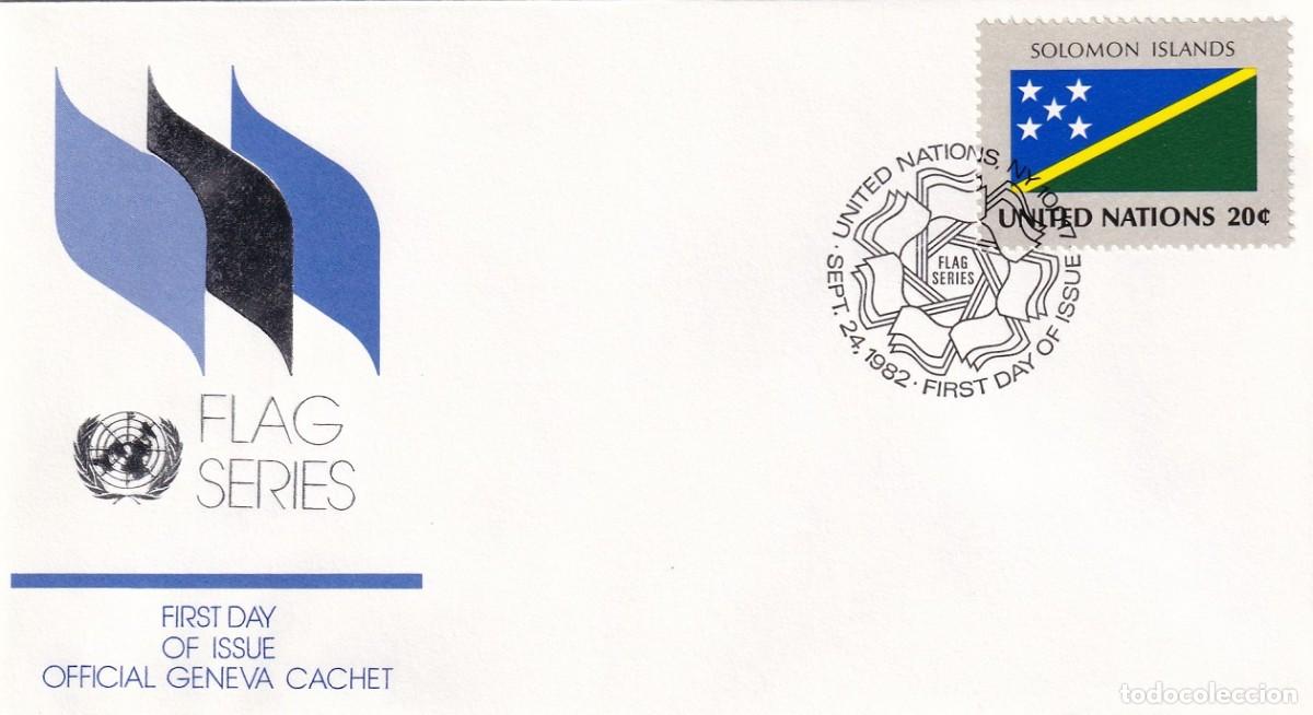 Francobolli: FDC Naciones Unidas 1982 - Banderas &middot; Islas Salom&oacute;n / Flag Series - Official Geneva Cachet / Mat. NY