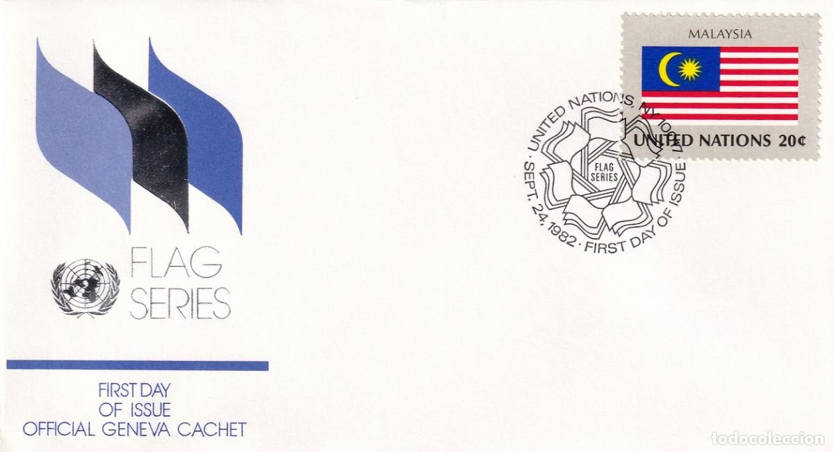 Francobolli: FDC Naciones Unidas 1982 - Banderas &middot; Malasia / Flag Series - Official Geneva Cachet / Matasellos NY