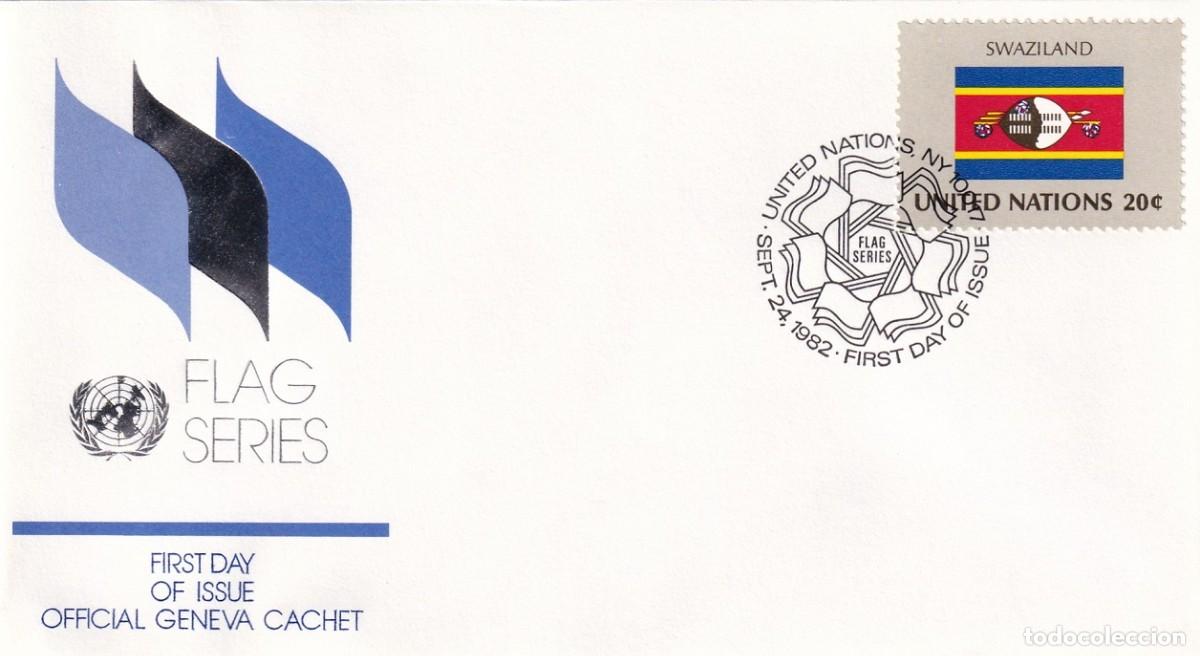 Francobolli: FDC Naciones Unidas 1982 - Banderas &middot; Suazilandia / Flag Series - Official Geneva Cachet / Matas. NY