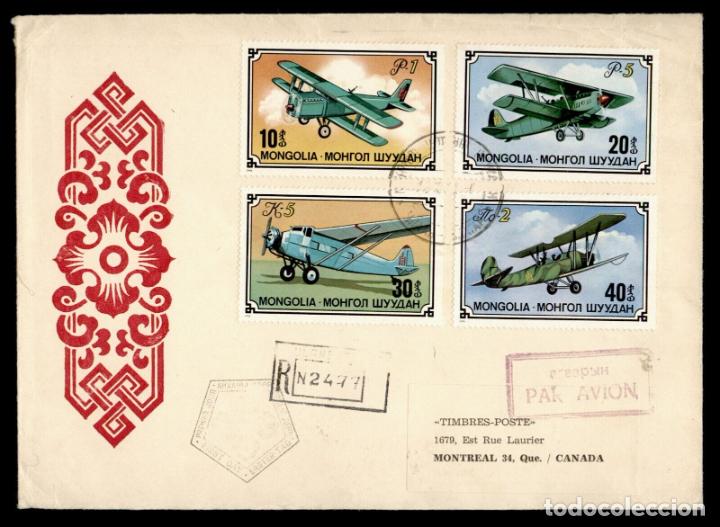 Sellos: MONGOLIA CC CERTIFICADA A CANADA 1977 AVION PLANE - Foto 1