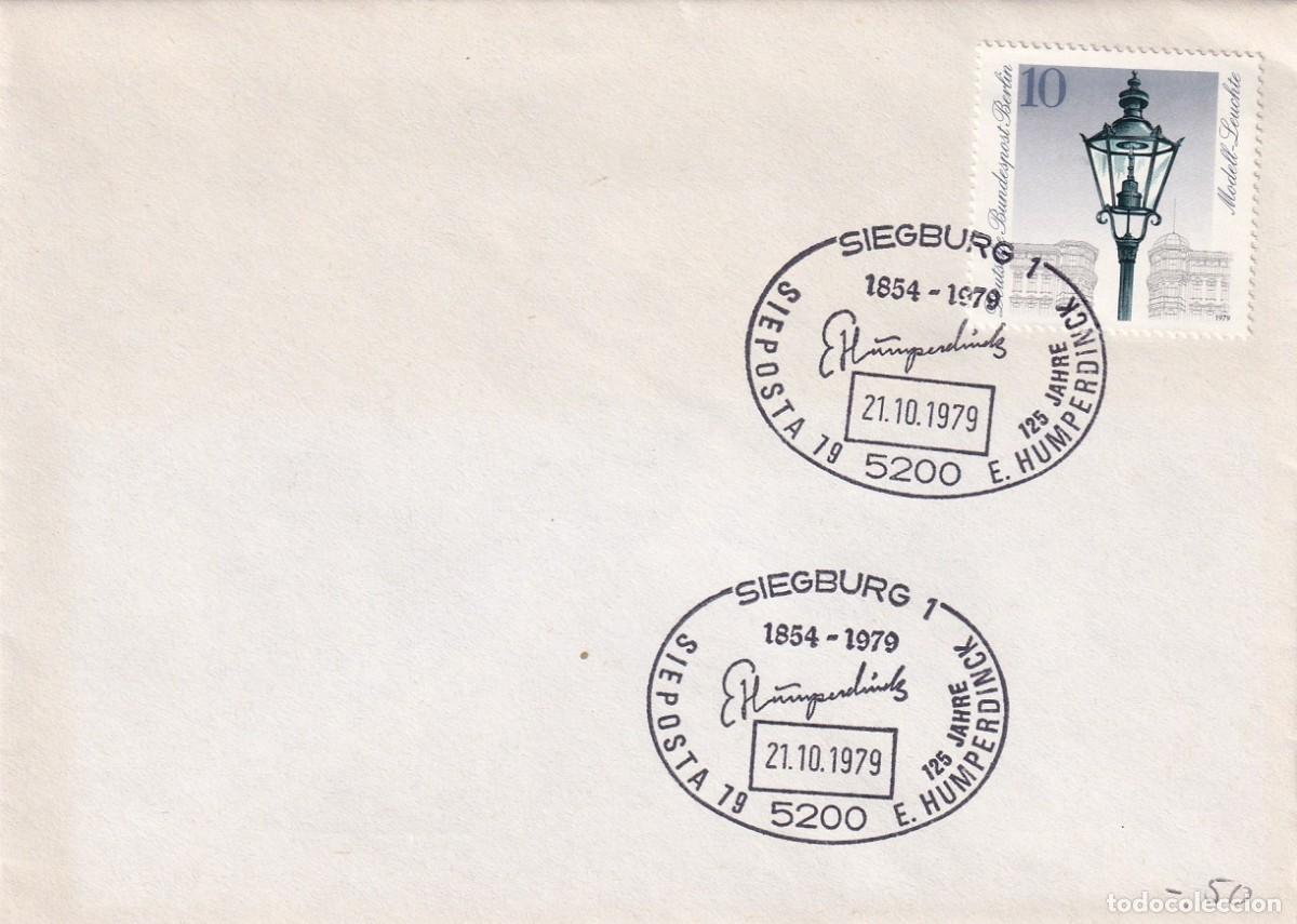 Stamps: Sobre Alemania Siegburg 1979 - Farolas de Berl&iacute;n / 125 Jahre E. Humperdinck 1854-1979