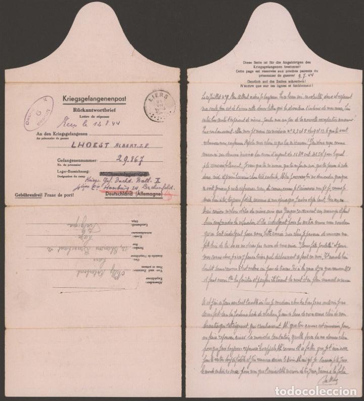 Sellos: BELGICA A ALEMANIA LIERS POW 1944 A DACHD BATL X CON CENSURA