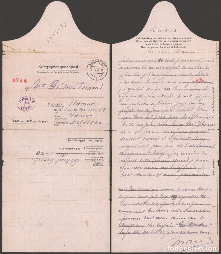Sellos: ALEMANIA A NAMUR BELGICA 1943 POW DE STALAG X B CON CENSURA MILITAR