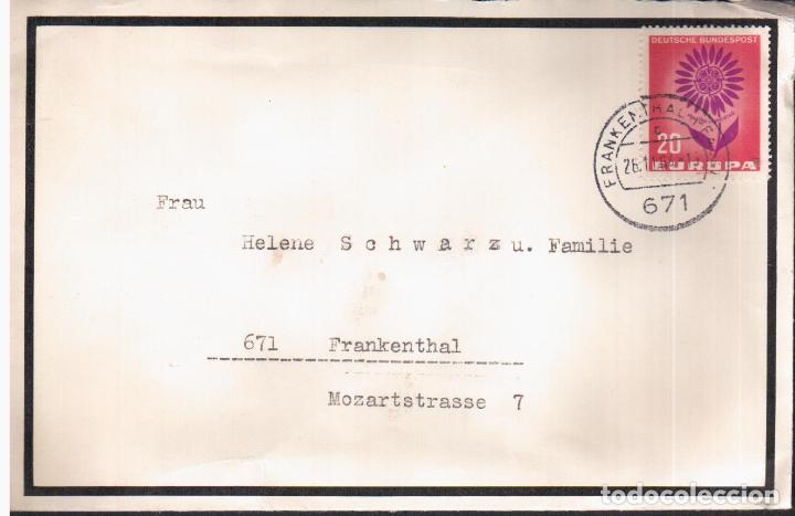 Sellos: ALEMANIA FRANKENTHAL 1964 CARTA DE LUTO EUROPA CEPT