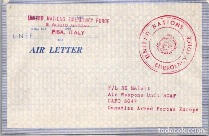 Stamps: CANADA VIA ITALIA UNITED NATIONS EMERGENCY FORCE SARDINIA ITALIA