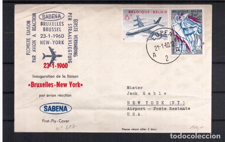Francobolli: BELGICA PRIMER VUELO SABENA BRUSSELS NEW YORK 1960 EUPEN