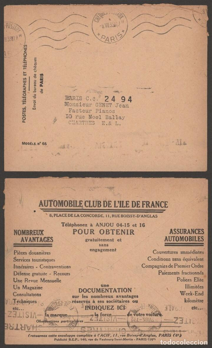 Timbres: BELGICA CC CHEQUES POSTALES 1935 AUTOMOVIL CLUB FRANCIA CAR COCHE
