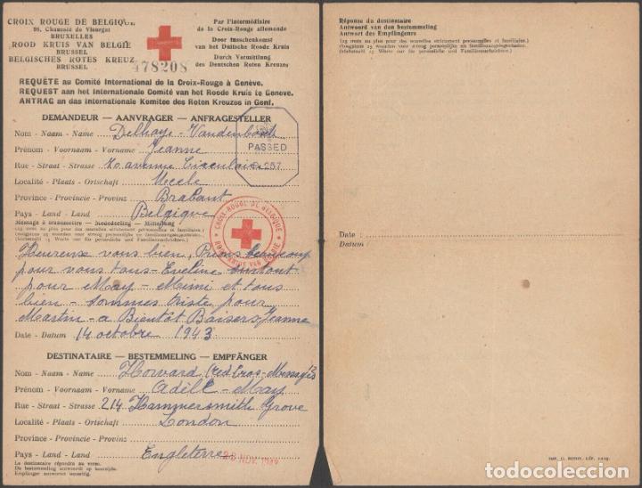 Francobolli: BELGICA BRABANT A LONDRES COMUNICACION WW2 CRUZ ROJA RED CROSS 1943 CENSURA BRITANICA