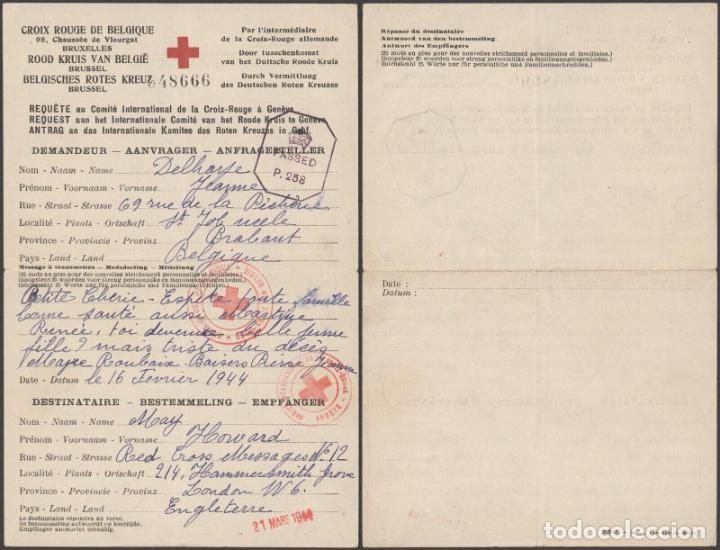 Francobolli: BELGICA BRABANT A LONDRES COMUNICACION WW2 CRUZ ROJA RED CROSS 1944 CENSURA BRITANICA