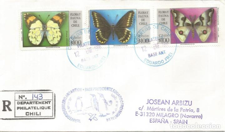 Briefmarken: ANTARTIDA ANTARCTIC CHILE CC DESDE BASE EDUARDO FREI CERTIFICADA SELLOS MARIPOSA