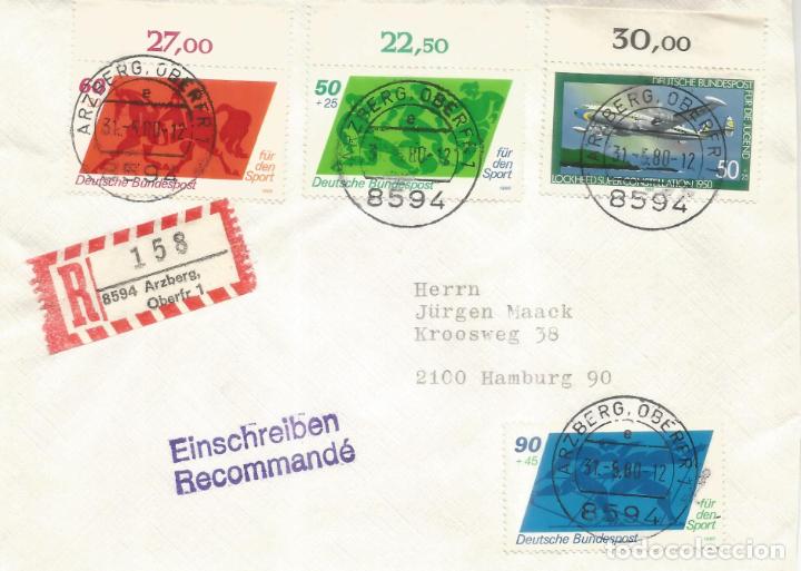 Selos: ALEMANIA ARZBERG 1980 CERTIFICADA DEPORTES AVION JET