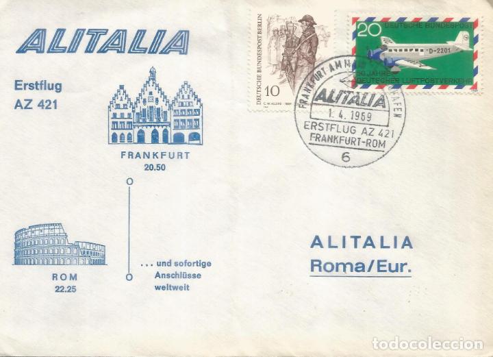 Francobolli: ALEMANIA FRANKFURT PRIMER VUELO A ROMA ALITALIA 1959