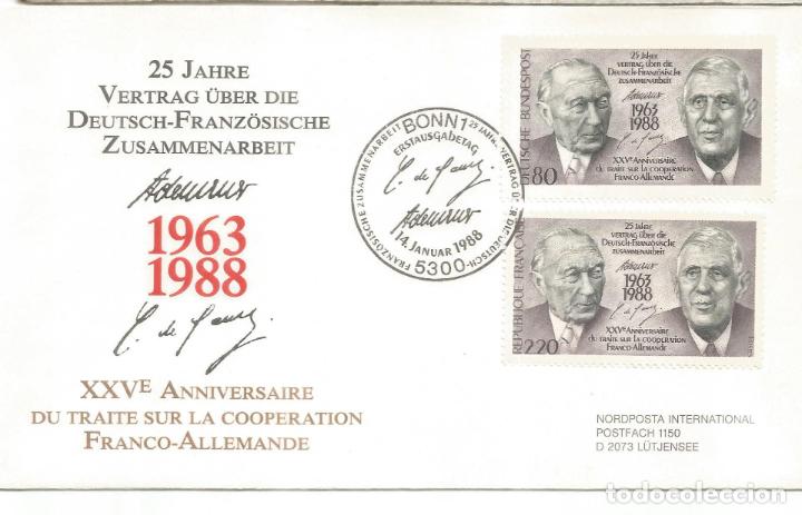 Timbres: ALEMANIA FRANCIA MAT BONN DE GAULLE ADENAUER AUTOGRAFO EMISION CONJUNTA