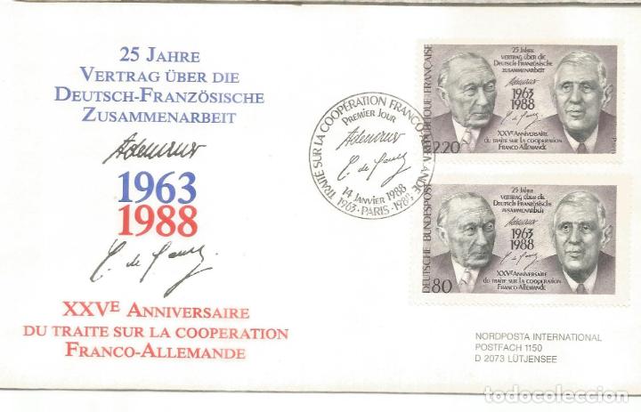 Timbres: ALEMANIA FRANCIA MAT PARIS DE GAULLE ADENAUER AUTOGRAFO EMISION CONJUNTA