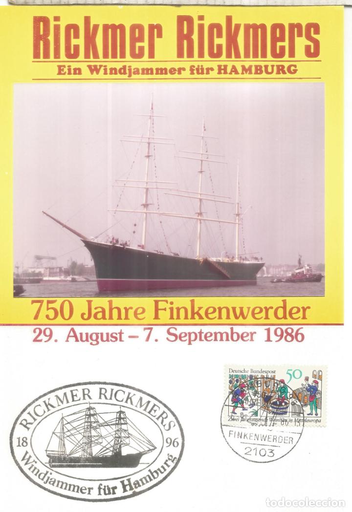 Stamps: ALEMANIA HAMBURG FINKENWERDEN VELERO RICKMER RICKMERS SAIL SHIP
