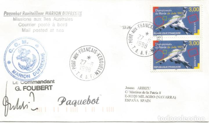 Stamps: ANTARTIDA ANTARCTIC FRANCIA PAQUEBOT MARION DUFRESNE 1998 PORT AUX FRAN&Ccedil;AIS VUELO HELICOPTERO