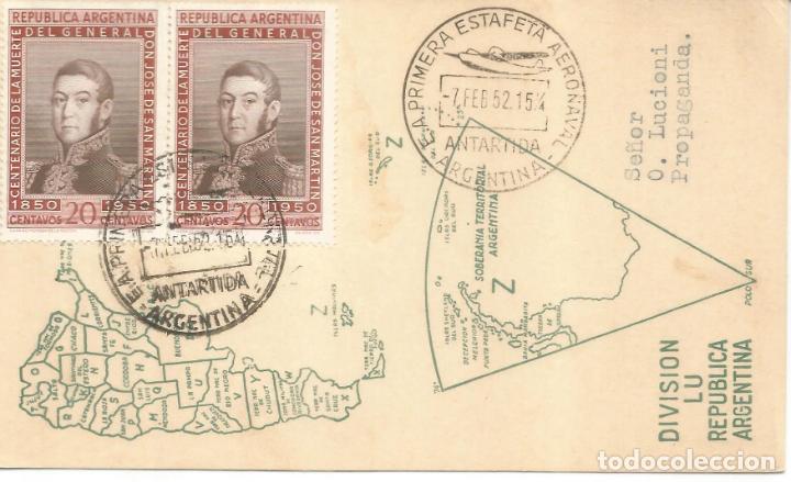 Sellos: ARGENTINA ANTARTICA ANTARCTIC CC 1952 PRIMERA ESTAFETA AERONAVAL