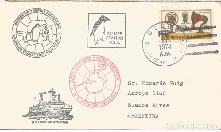 Sellos: ANTARTICA ANTARCTIC USA PALMER STATION+LINDBLAD EXPLORER 1974