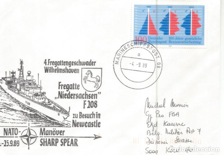 Selos: ALEMANIA CORREO NAVAL MAT MARINESCHIFFSPOST 08 1989 FREGATTE NIEDERSACHSEN NATO