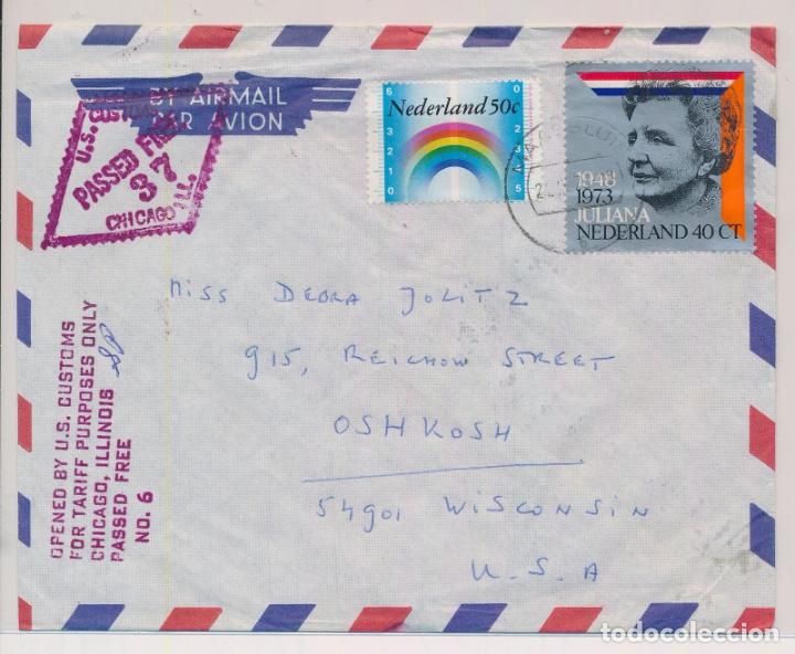 Selos: HOLANDA A USA CC CON MARCAS DE ADUANA CUSTOM CACHET 1973