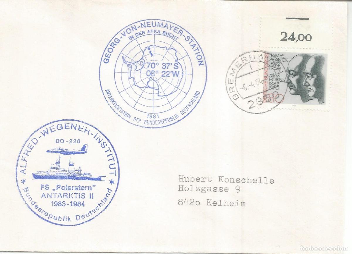 Sellos: ANTARTIDA ANTARCTIC ALEMANIA CC BASE VON NEUMAYER Y BUQUE FS POLARSTERN 1984
