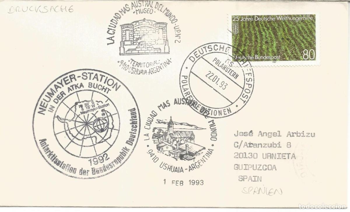 Sellos: ANTARTIDA ANTARCTIC ALEMANIA BUQUE POLARSTERN 1993 BASE NEUMAYER MAT USHUAIA