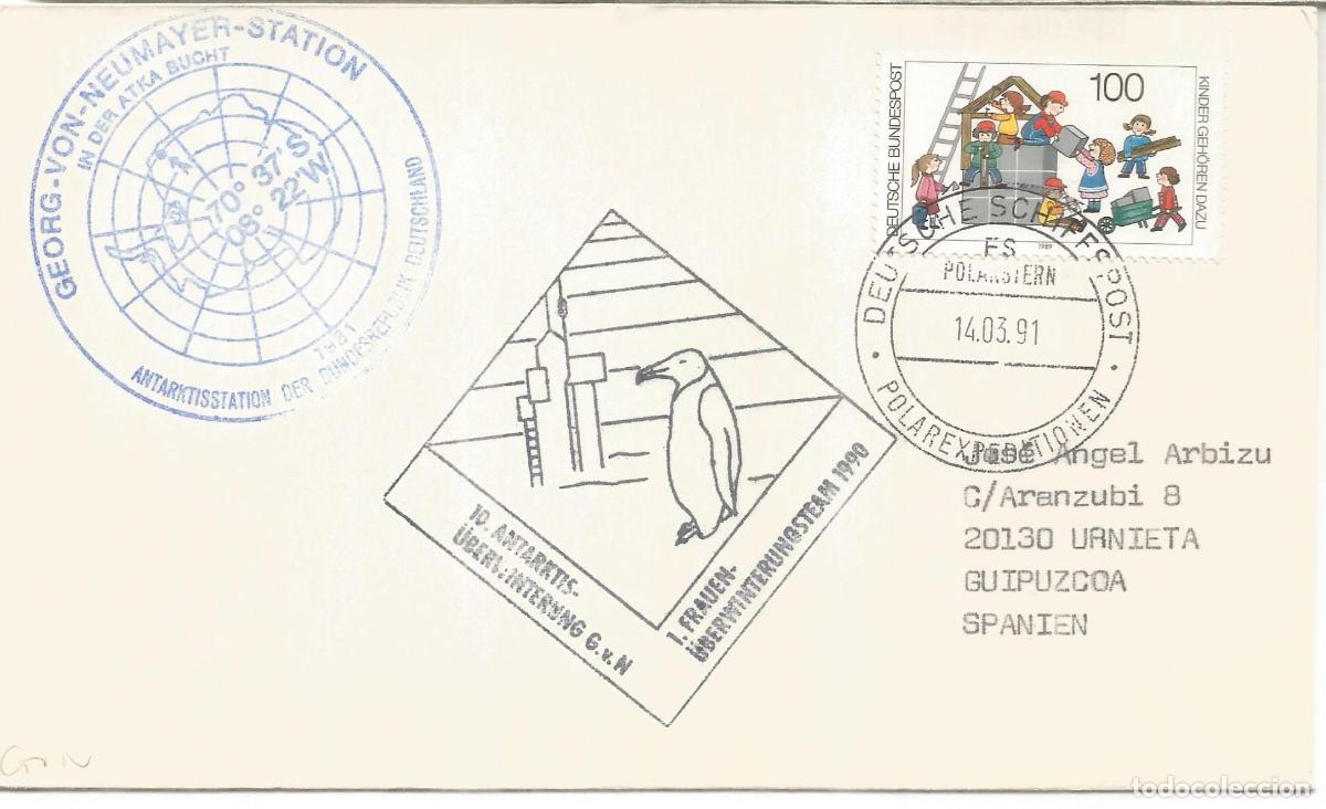 Sellos: ANTARTIDA ANTARCTIC ALEMANIA BUQUE FS POLARSTERN 1991 BASE NEUMAYER