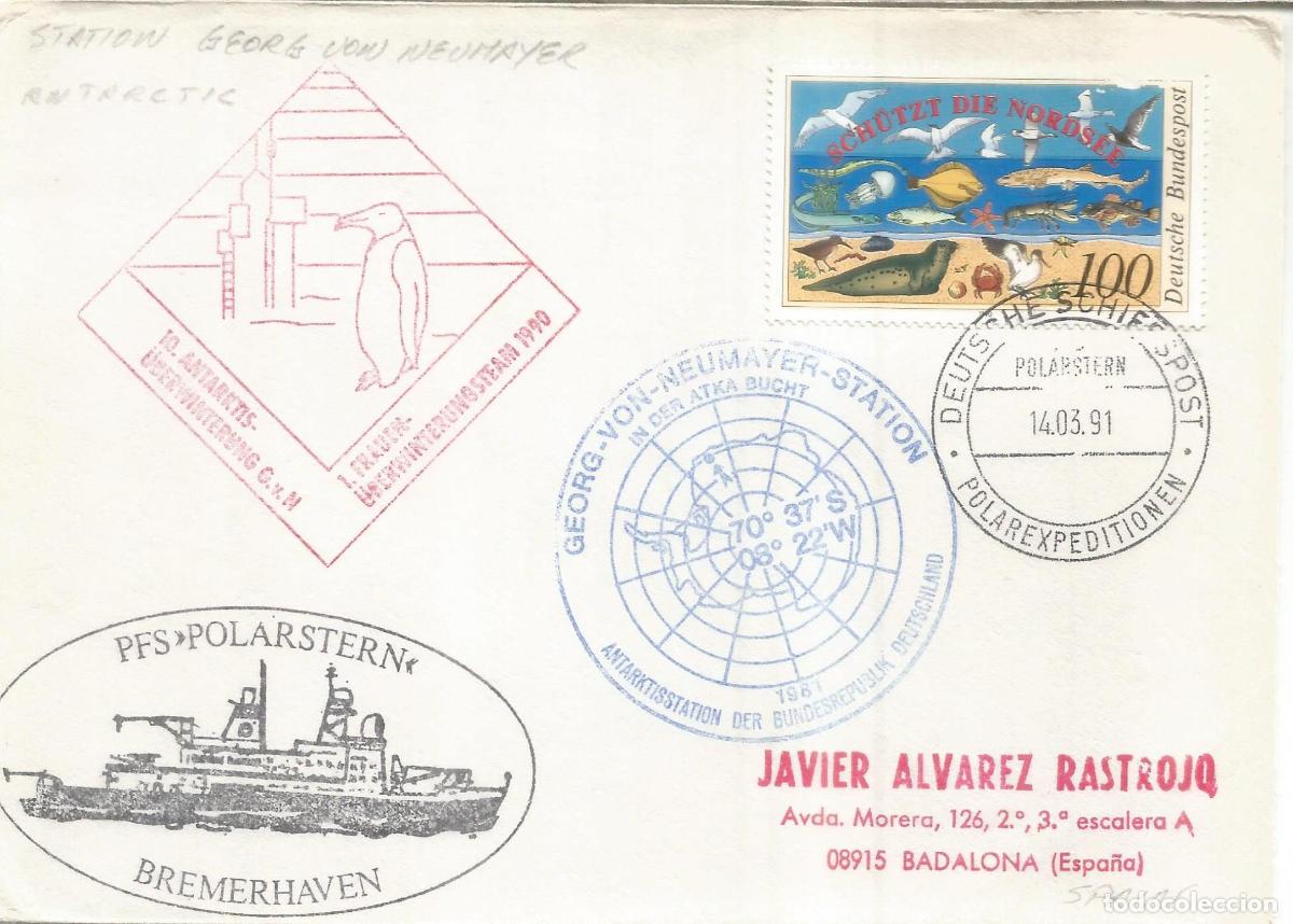 Sellos: ANTARTIDA ANTARCTIC ALEMANIA BUQUE FS POLARSTERN 1991 BASE NEUMAYER