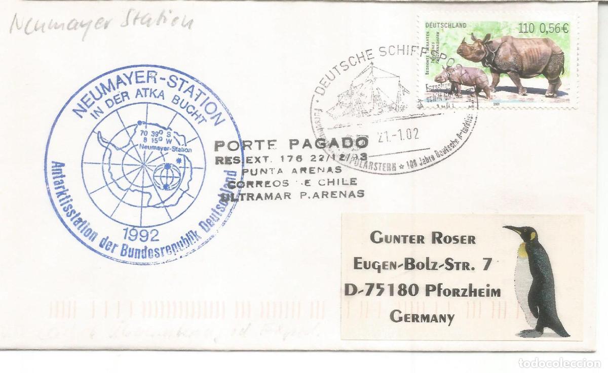 Sellos: ANTARTIDA ANTARCTIC ALEMANIA BUQUE FS POLARSTERN 2002 BASE NEUMAYER