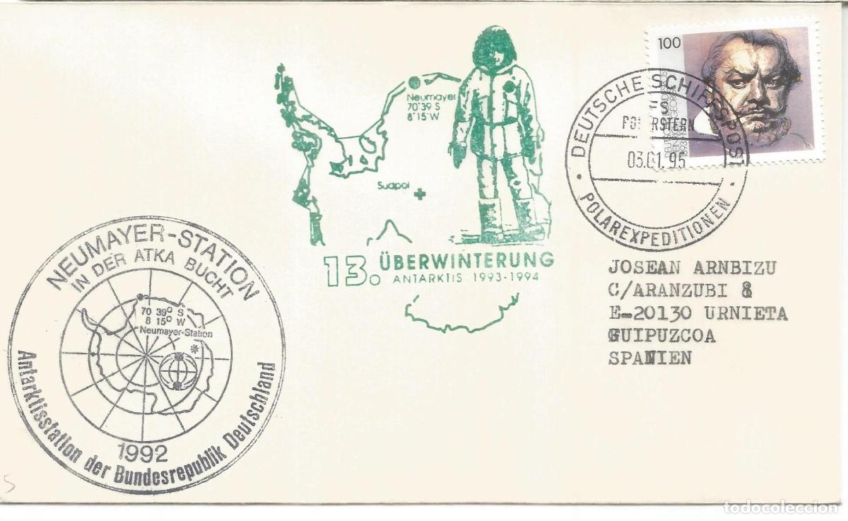 Sellos: ANTARTIDA ANTARCTIC ALEMANIA BUQUE FS POLARSTERN 1995 BASE NEUMAYER