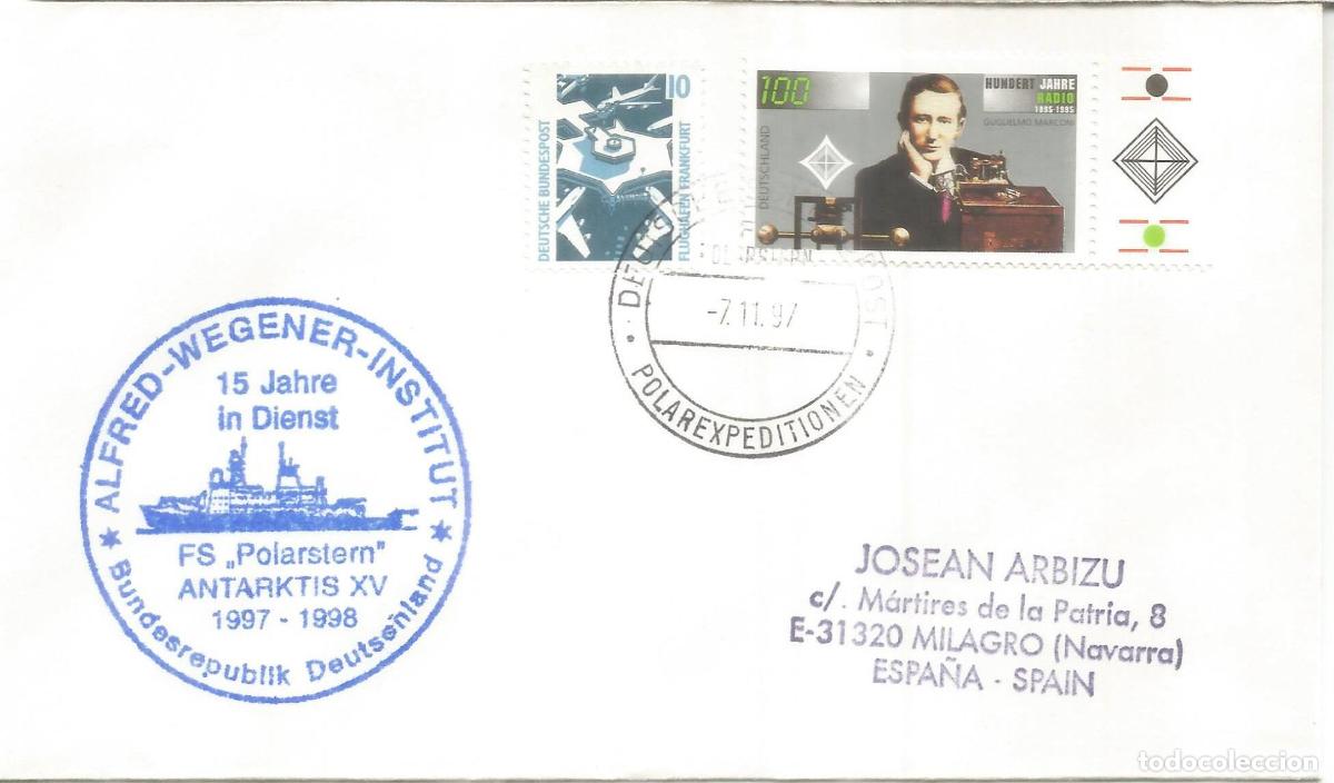 Sellos: ANTARTIDA ANTARCTIC ALEMANIA BUQUE FS POLARSTERN 1997 MARCONI RADIO