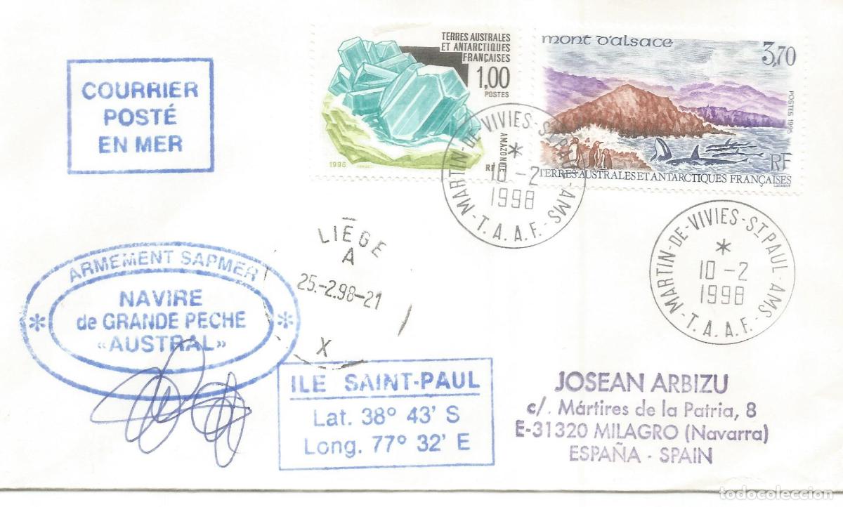 Sellos: ANTARTIDA ANTARCTIC TAAF 1998 MARTIN DE VIVIES PECHE BUQUE L&acute;AUSTRAL SHIP