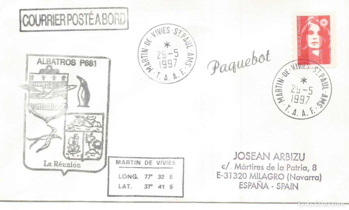 Sellos: ANTARTIDA ANTARCTIC TAAF 1997 MARTIN DE VIVIES BUQUE PATROUILLEUR AUSTRAL ALBATROS PAQUEBOT