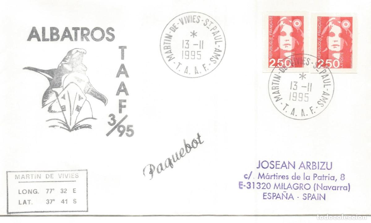 Sellos: ANTARTIDA ANTARCTIC TAAF 1995 MARTIN DE VIVIES BUQUE PATROUILLEUR AUSTRAL ALBATROS PAQUEBOT