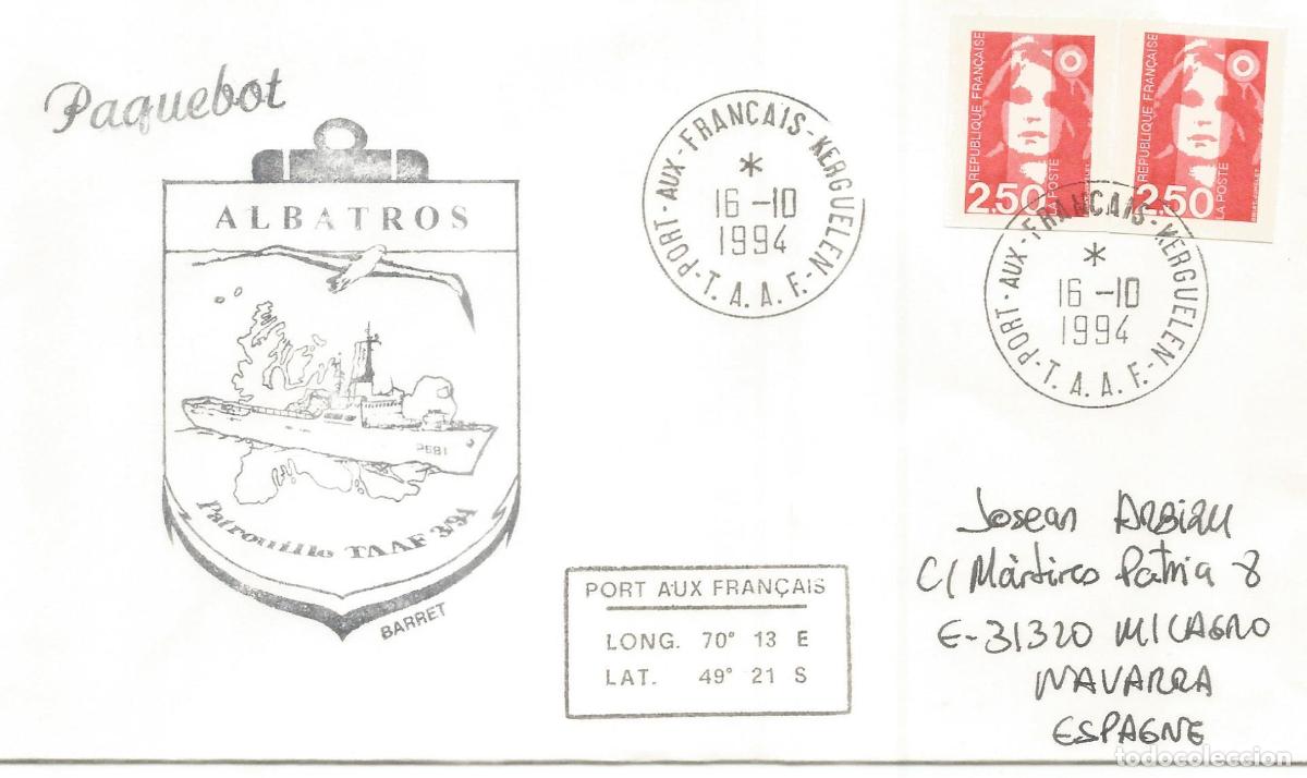 Sellos: ANTARTIDA ANTARCTIC TAAF 1994 PORT AUX FRAN&Ccedil;AIS BUQUE PATROUILLEUR AUSTRAL ALBATROS PAQUEBOT