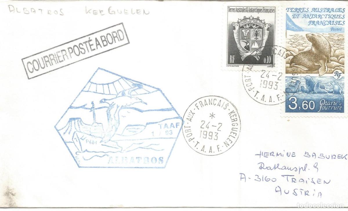 Sellos: ANTARTIDA ANTARCTIC TAAF 1993 PORT AUX FRAN&Ccedil;AIS BUQUE PATROUILLEUR AUSTRAL ALBATROS PAQUEBOT