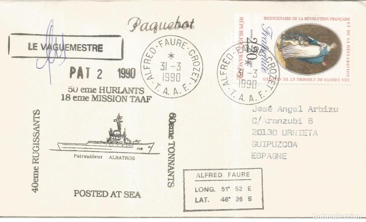 Sellos: ANTARTIDA ANTARCTIC TAAF 1990 ALFRED FAURE BUQUE PATROUILLEUR AUSTRAL ALBATROS PAQUEBOT