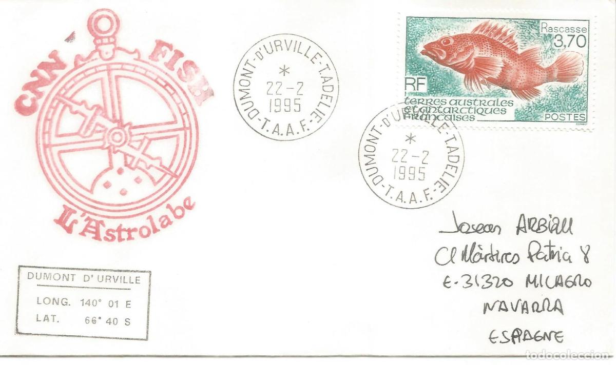 Sellos: ANTARTIDA ANTARCTIC TAAF 1995 DUMONT D&acute;URVILLE FISHING SHIP L&acute;ASTROLABE PESCA FISH